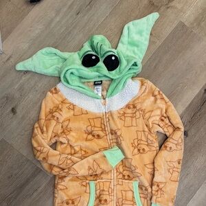 Star Wars Grogu Hooded Jumpsuit in Orange and Green